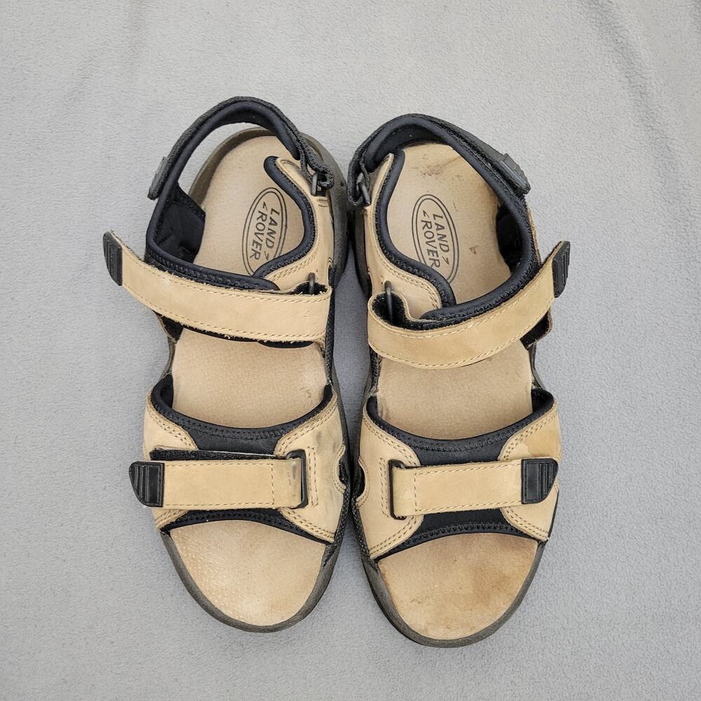 LAND ROVER Sandals Mens Beige Black Size 11 6048 Adjustable Hook and Loop - Picture 6 of 12